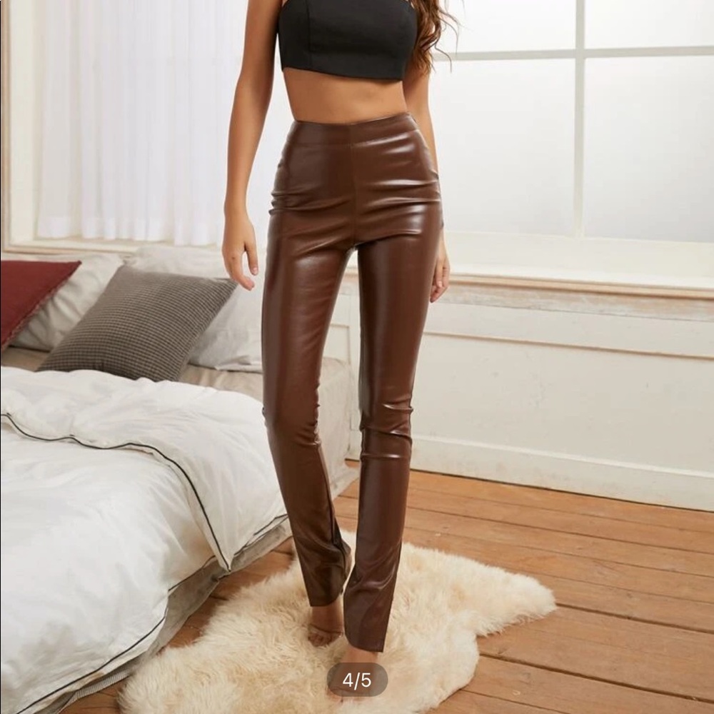 Brown leather pants